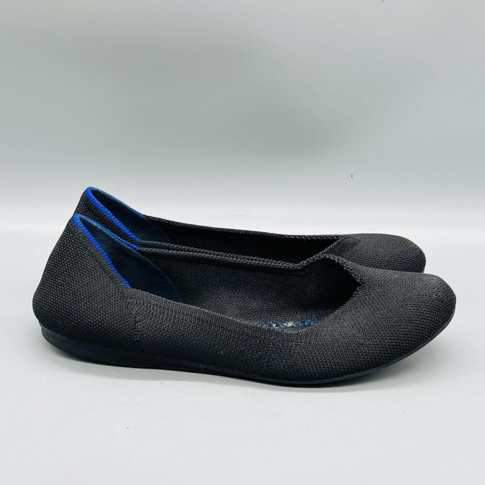 Rothy's Shoes Womens 6.5 Black Knit The Flat Ballet Flats Slip On Comfort Casual